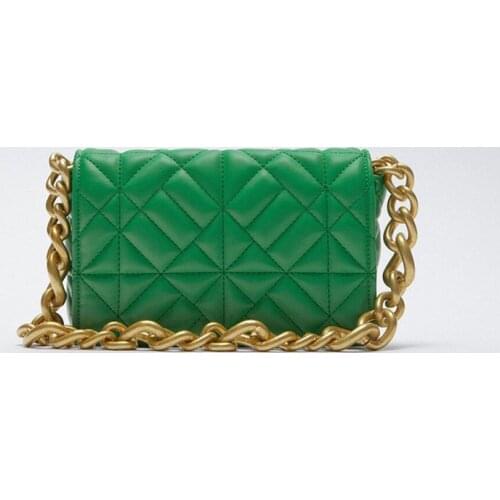 Soft Pu Leather Chain Shoulder Bag Brand Design Casual Women Purses and Handbag Green Clutch Tote Bags for Women High Quality