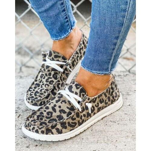 Women Loafers Summer flats Casual Lace Up Shoes Comfortable Flat Sneakers Solid Leopard Fashion Ladies Cavas Shoes plus Size2021