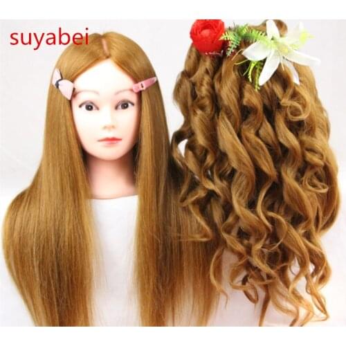 About 60CM hair length 85% natural hair mannequin head women mannequin head with wig