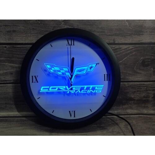 0G095 Chevrolet corvette APP RGB 5050 LED Neon Light Signs Wall Clock