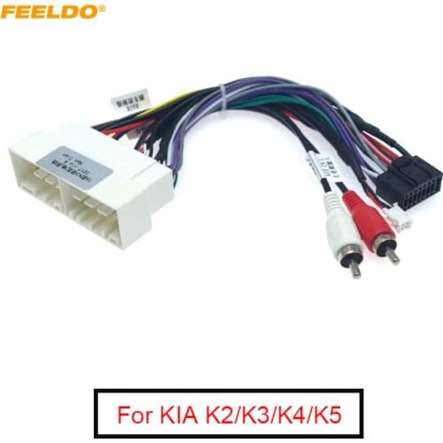 FEELDO 10Pcs Car Navi Radio 16PIN Adaptor Wiring Harness For KIA K2/K3/K4/K5 Verna Audio Power Calbe Wire Plug and play
