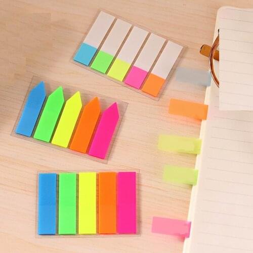 200 PCS Sticky Post Filofax Memo Pads Office Supplies School Scratch Stationery Rainbow Fluorescence Index Notepad Notes