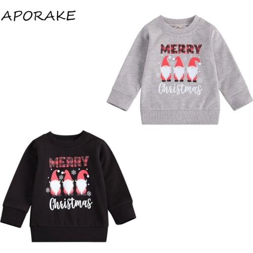 2020 0-4Y Toddler Baby Girl Boy Xmas Sweatshirt Cartoon Santas MERRY CHRISTMAS Letter Print Long Sleeve Top Pullovers