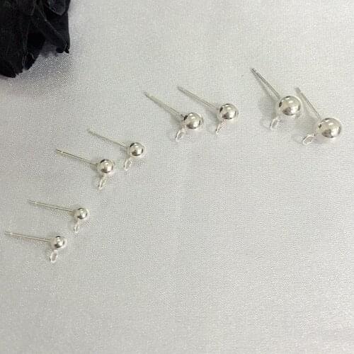 3/4/5/6MM Round Ball & Ring " Fake One Penalty Ten " (Mark 925) 925 Sterling Silver Earring Pins Jewelry Findings Accessories