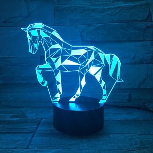 3D LED Night Light Creative Bedside Romantic Horn Horse Light Bedroom Cartoon Decor 7 Colors Changing Christmas Gifts for Kids