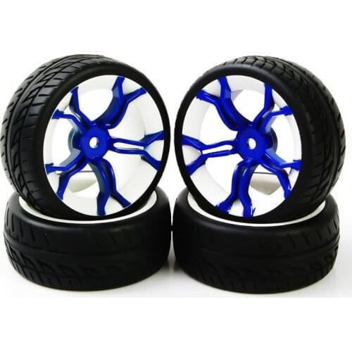 4Pcs 1/10 Rubber Tires and Wheel Rim Accessories and Parts PP0150+MPNWB Fit HSP HPI RC Rally Racing Car Model