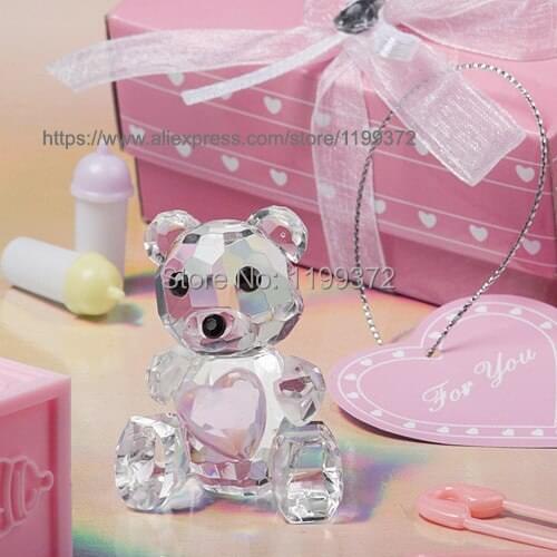 50pcs Crystal Teddy Bear Favors Baby Shower Party Gift Wedding Keepsakes Souvenirs Free Shipping By DHL