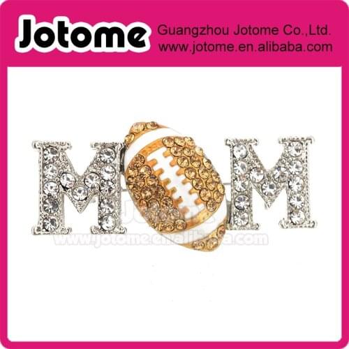 Free shipping 1.5"W*0.625"H inch Football Mom Brooch Pin,Zine ally rhinestone football brooch , MOM rhinestone brooch