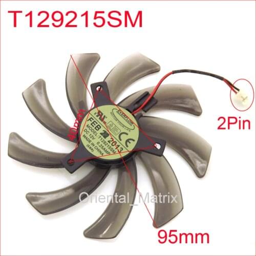 Free Shipping T129215SM 95mm 12V 0.25A 2Pin For Gigabyte GVN550WF2 N56GOC R667D3 R777OC Graphics Card Cooling Fan