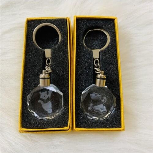 Disney Pooh Bear Anime Figures Toy Cartoon Products Accessories Customized LED Keychain Light Birthday Gifts