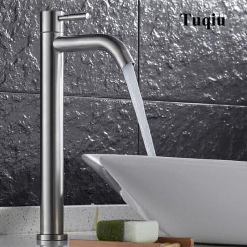 Black 304 stainless steel material single cold bathroom sink faucet handle basin faucet
