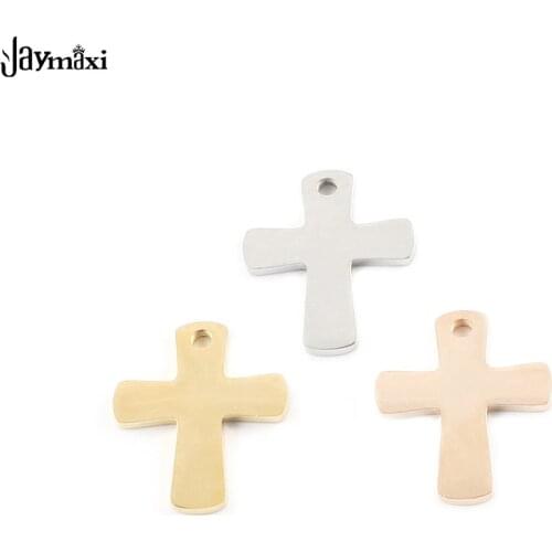 Jaymaxi Titanium Steel Cross Pendant 17*20mm DIY Jewelry Accessories Mirror Polished 3 Colors Charm for Necklace 10Pieces/lot