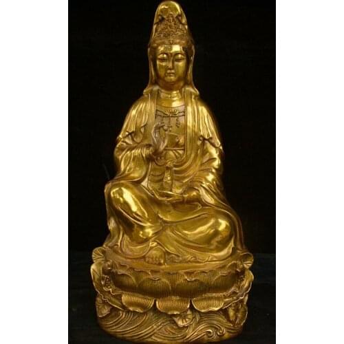 China Buddhism Temple Copper Brass Kwan-yin Guan Yin Boddhisattva Goddess Statue