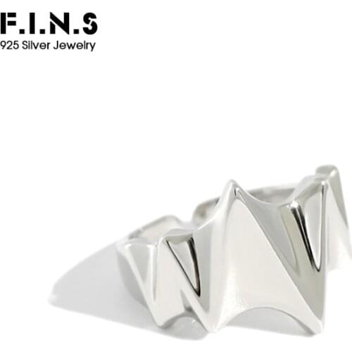 F.I.N.S 925 Sterling Silver Rings For Women Irregular Wave Concave Party Japan Korean Style Simple Open Ring Fine Jewelry