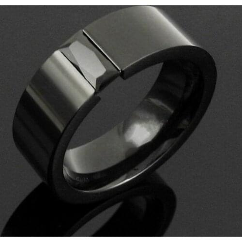 Stainless Steel Mens Black Square AAA Zircon Ring Simple Comfortable Engagement Wedding Mens Jewelry Cocktail Party Jewelry