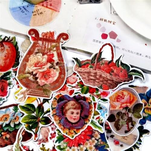 Stickers 20pcs cute Vintage flower Paper Stickers Homemade Bookkeeping Decals on Laptop / Decorative scrapbooking / DIY