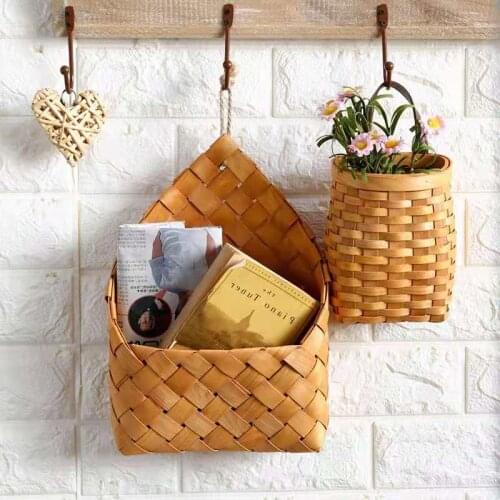 Natural wicker wall hanging basket, garden wall decoration, wicker planter, home decoration, storage basketbasket