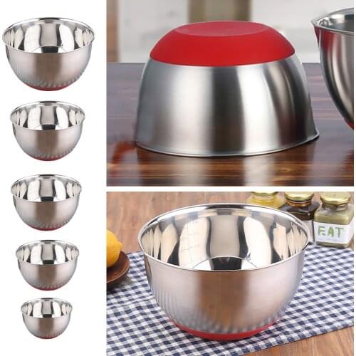 Non-Slip Stainless Steel Nesting Mixing Bowls for Salad Cooking Utensil