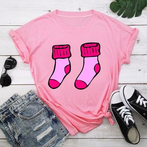 Socks Harajuku T Shirt Women Short Sleeve O Neck Loose Tshirt 2021 Summer Tee Tops Short Sleeve Female TX8221