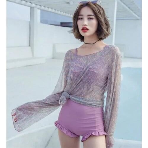 Fit for Women Sexy Top with Low Waisted Set Bathing Suit Plus Size 3PCS/Set Nylon Bikini New