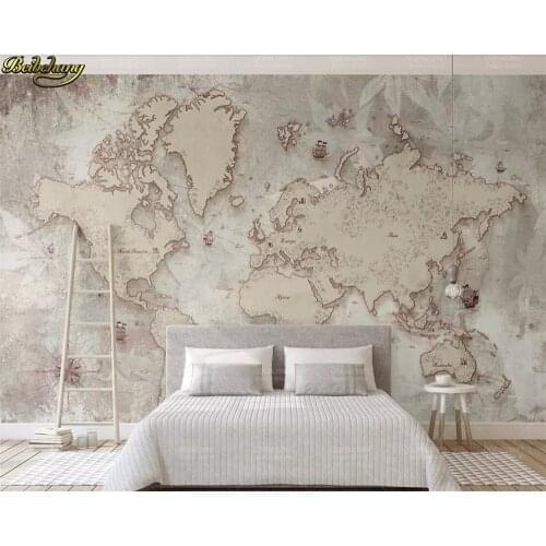 Beibehang Custom Photo Wallpaper Mural Vintage Style Old American Nordic World Map TV Background Wall papel de parede