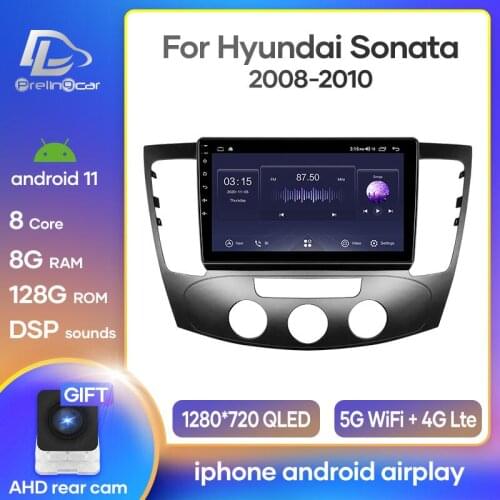 Prelingcar Android 10.0 System Car IPS Touch Screen Stereo For HYUNDAI sonata Manual air conditioner player Stereo