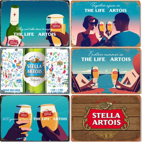 Premium Lager Beer Metal Sign Stella Artois Tin Poster Bar Pub Wall Decoration Belgian Beer Art Painting Vintage Plaque ZSS75