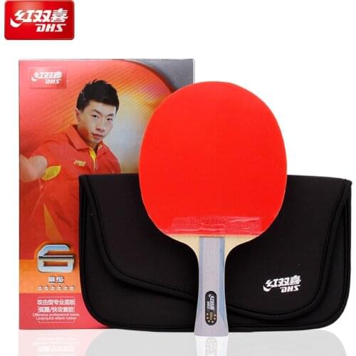 DHS 6002 Professional Table Tennis Racket With Hurricane 8 And Tin Arc Rubber FL Handle Shake Hold Ping Pong Bat With Case