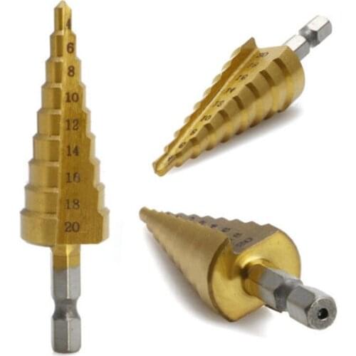 Professional HSS Step Cone High Speed Cutting Drill Bit Steel Hole Cutter Tool Parts 4-20mm 4-12mm