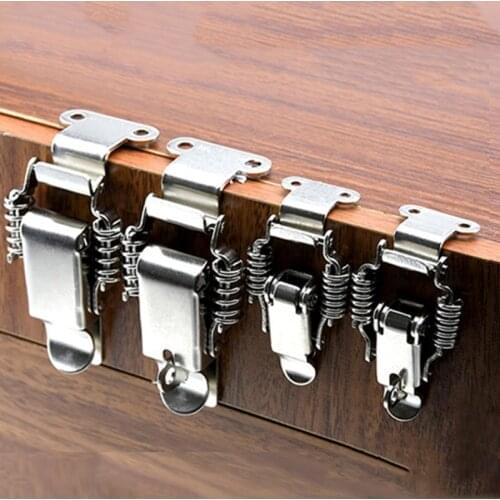 1pcs Stainless steel 304 spring hasp toolbox toggle latches lock wood suitcase buckle hinges Furniture Hardware Accessories