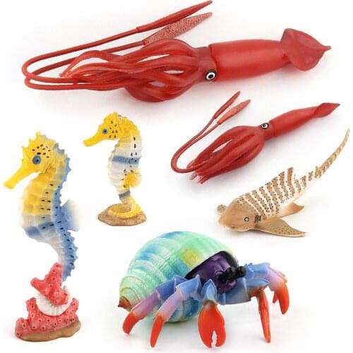Realistic Sea Animals Figurines Orca Squid Sharks Dolphin octopus Figures Miniature Education Toys Gift for Kids