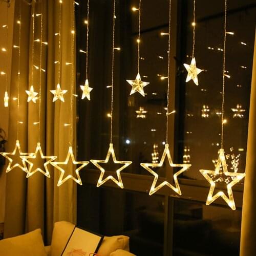 Christmas Fairy Lights Festoon Led String Lights Star Garland on Window Curtain Indoor Tree Decoration Halloween Wedding Light