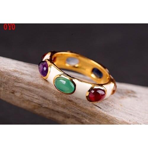 S925 silver jewelry womens colorful enamel ring