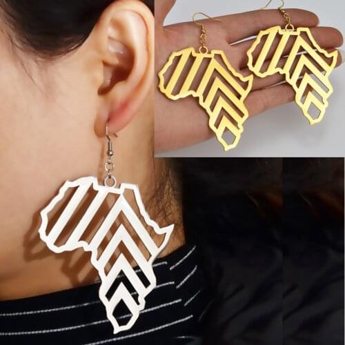 Anniyo 7cm African Map Earrings Big Exaggerate Larger Earring Stud Africa Ornaments Traditional Ethnic Hyperbole Jewelry #169421
