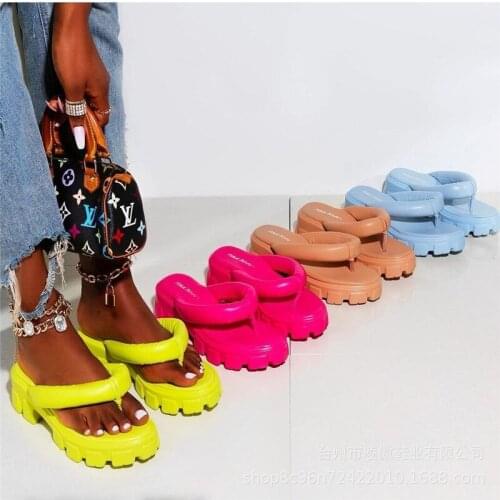 Shoes for Women 2022 Flip Flop Women Slippers Yellow Platform Slides Fashion Trend Woman Sandals Female Sexy Square Heel Shoes