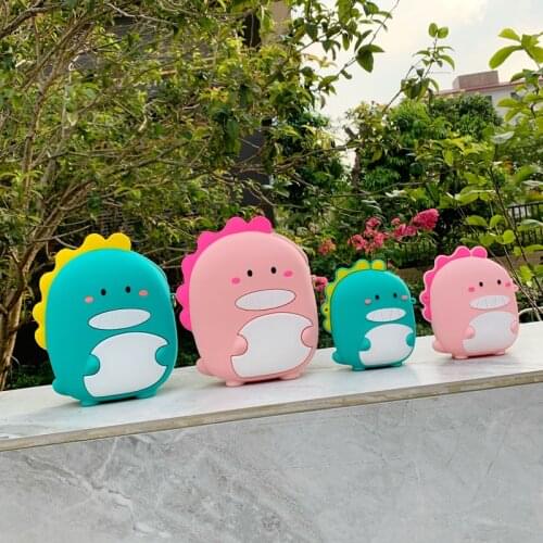 Cute Cartoon Dinosaur Women Shoulder Bags Silica Gel Ribbon Fashion Crossbody Messenger Bags Portable Female Soft Tote Handbags
