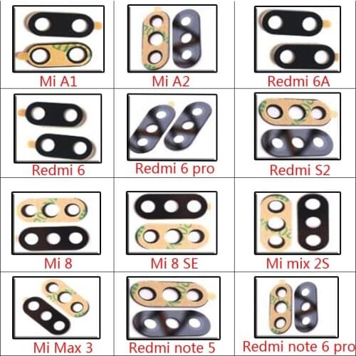 Rear back camera glass lens for Xiaomi Redmi 5 6 6A plus pro/S2/Y2 /Note 4 5 6/Mi A1 A2 lite 8 SE/Mi mix 2S/Mi Max 3 Rear Back