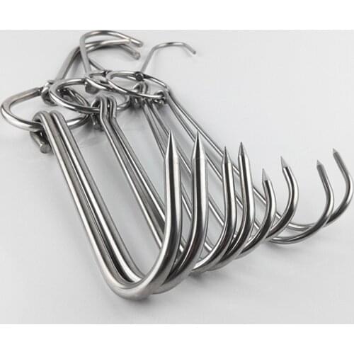 5pcs Extra Heavy-duty Stainless Steel Swivel Meat Hook Butcher Hook Multi Purpose for Kitchen Outdoor Storage 0.35x25cm