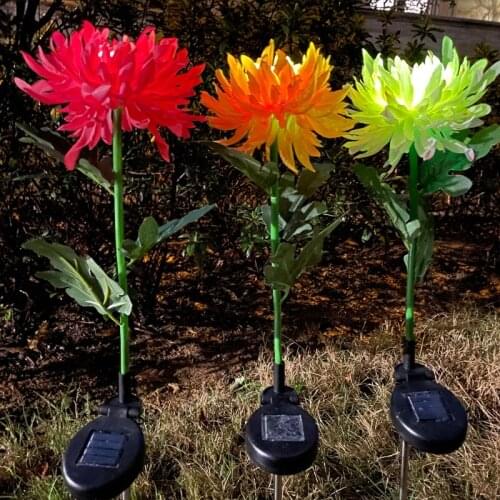 M4YD Spring Artificial Chrysanthemum Solar Garden Stake LED Lights Chrysanthemum Solar Powered Lamp Waterproof Outdoor Lights