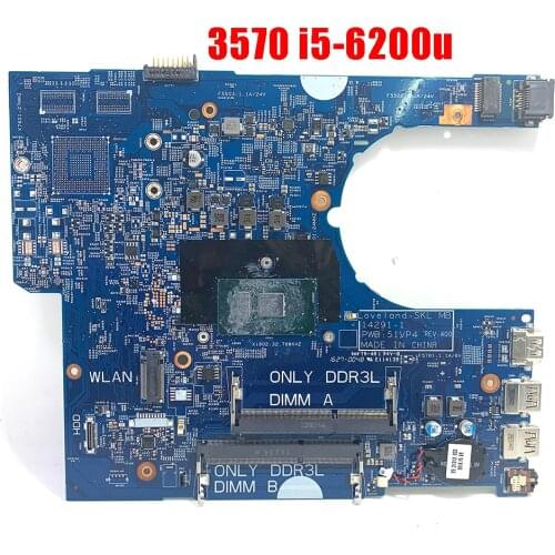 High Quality 14 3470 3570 Laptop Motherboard YKP8M 0YKP8M CN-0YKP8M 14291-1 with SR2EY I5-6200U CPU DDR3L 100% Test Good Working