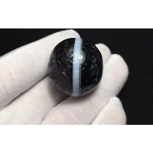 Highly Weathered Natural Agate Pharmacist Stone 32MM*30MM Mysterious Amulet Tibetan Dzi Beads for Folk Collections