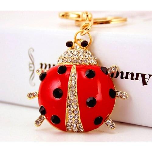 Creative dripping oil seven star ladybug key chain female bag accessories animal insect key chain metal accessories