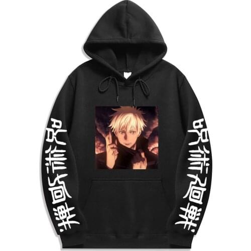 Japanese Anime Jujutsu Kaisen print Hoodies Graphic Mens Hoodie Winter Warm Cartoon Streetwear Harajuku Sweatshirts Male