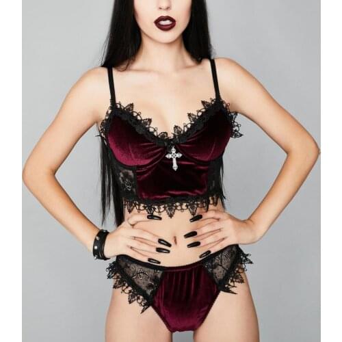 Women Velvet Underwear knickersLace Camisole Corset Bustier Sexy Bra Lengerie Shorts Set Summer Lady Sexy Bralette Sets