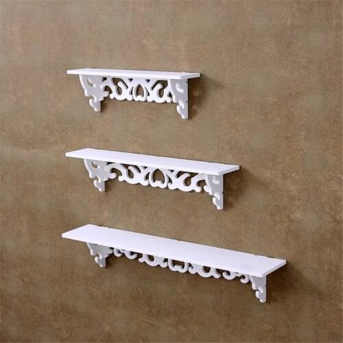 1Set Small +medium+large Size+White Holder Home Decor Wooden Wall Shelf Display Hanging Rack Storage Goods