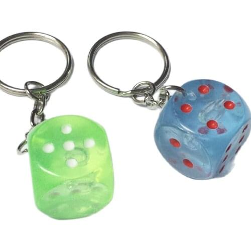 12X Casino Classic 2CM Dices Keychain FASHION Key Chain assorted colours Pinata Party Joke Gift pinata toys Home party game