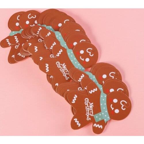 50PCS Christmas Hanging Tag Gingerbread Man Tags for Gift DIY Xmas Present Wrap and Label Package