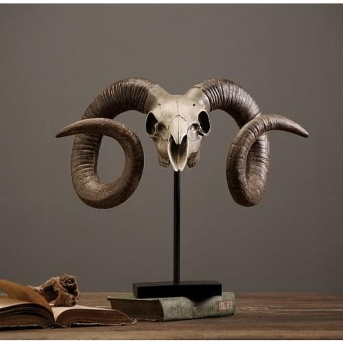 American rustic goat skull home furnishing decor creative resin handicrafts Beast Skull offbeat and chic home bar cafe decor