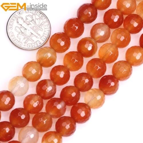 Natural Faceted Red Carnelian Agates Beads For Jewelry Making 8-20mm 15inches DIY Jewellery FreeShipping Wholesale Gem-inside