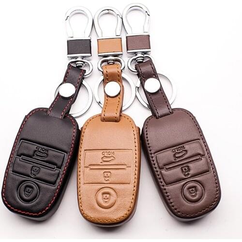Car Key Cover Smart Car Wallet Leather Key Holder for the 2016 KIA Optima K5 Lion Run 3 buttons leather car remote key case